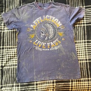 Affliction, shirt, size large, like a deep grayish blue distressed look